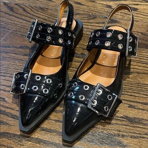 Stylish Black Women's Shoes with Buckle Detail size 38 excellent new condition
